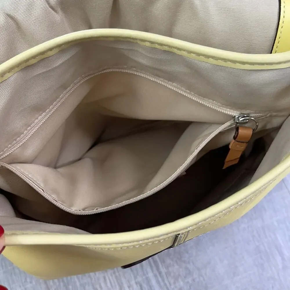 COACH Canary Yellow Crossbody Handbag Authentic Leather Flap Shoulder Bag F13355